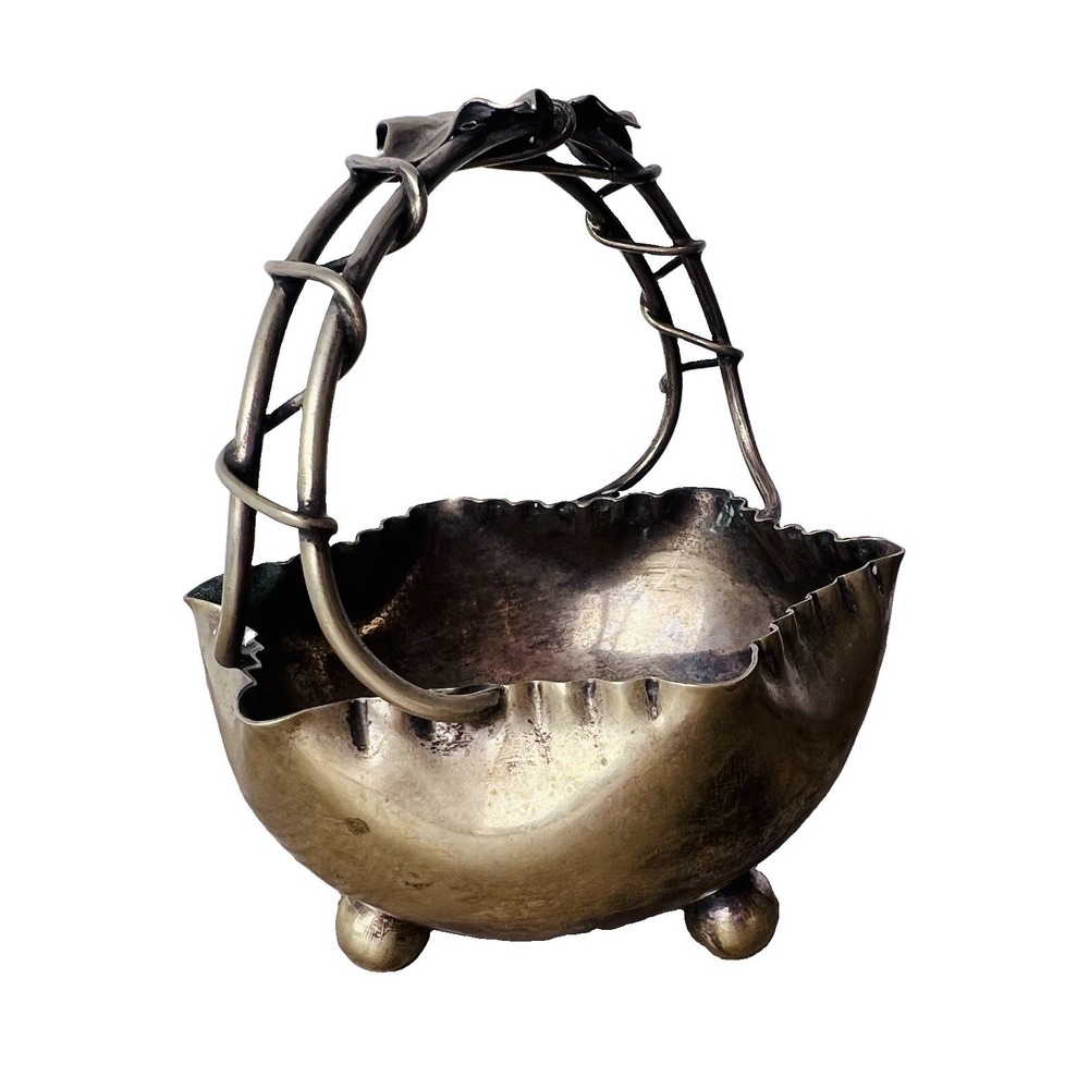 Antique Style Silver Plated Sugar Bowl Ornate Floral Handle Claw And Ball Footed